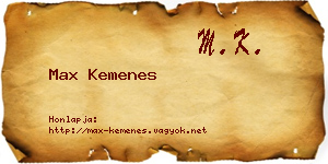 Max Kemenes névjegykártya